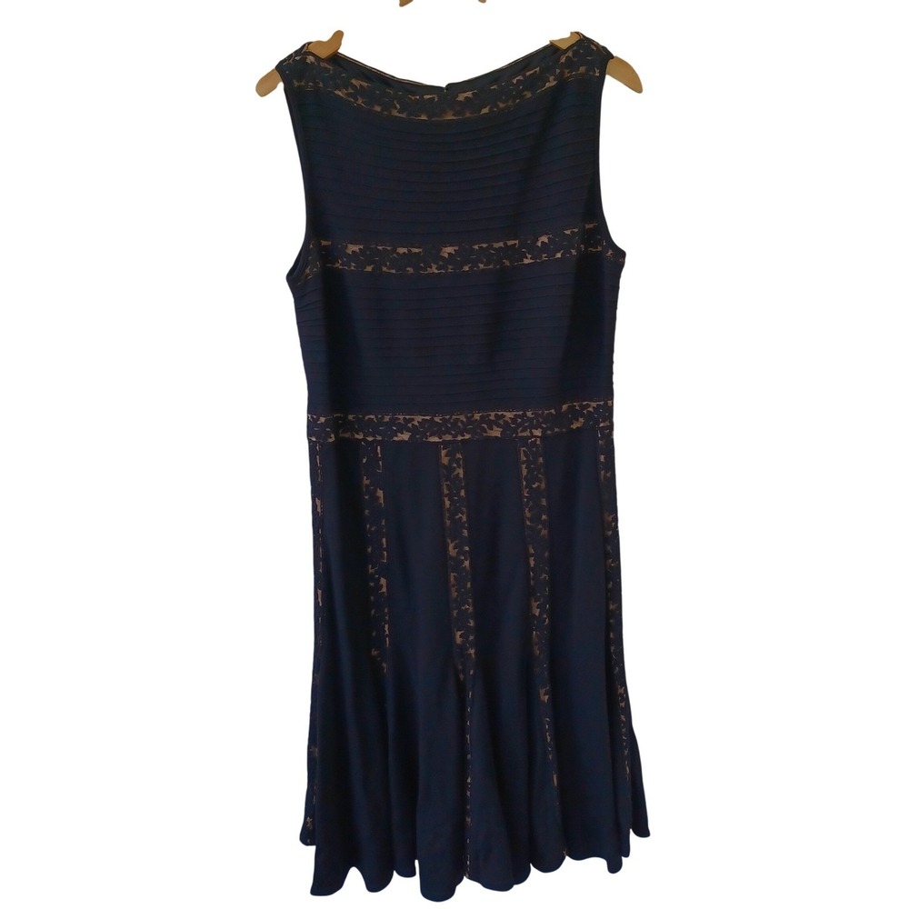 Tadashi Shoji‎ Black Lace Pintuck Fit and Flare Midi Dress Womens XL - Picture 13 of 14